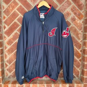 Vintage 90s Cleveland Indians Men’s Pullover Windbreaker Sweater Size Medium